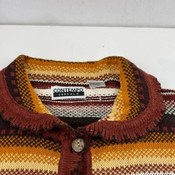 Vintage Striped Multicolour Cropped Cardigan - Picture 7 of 9